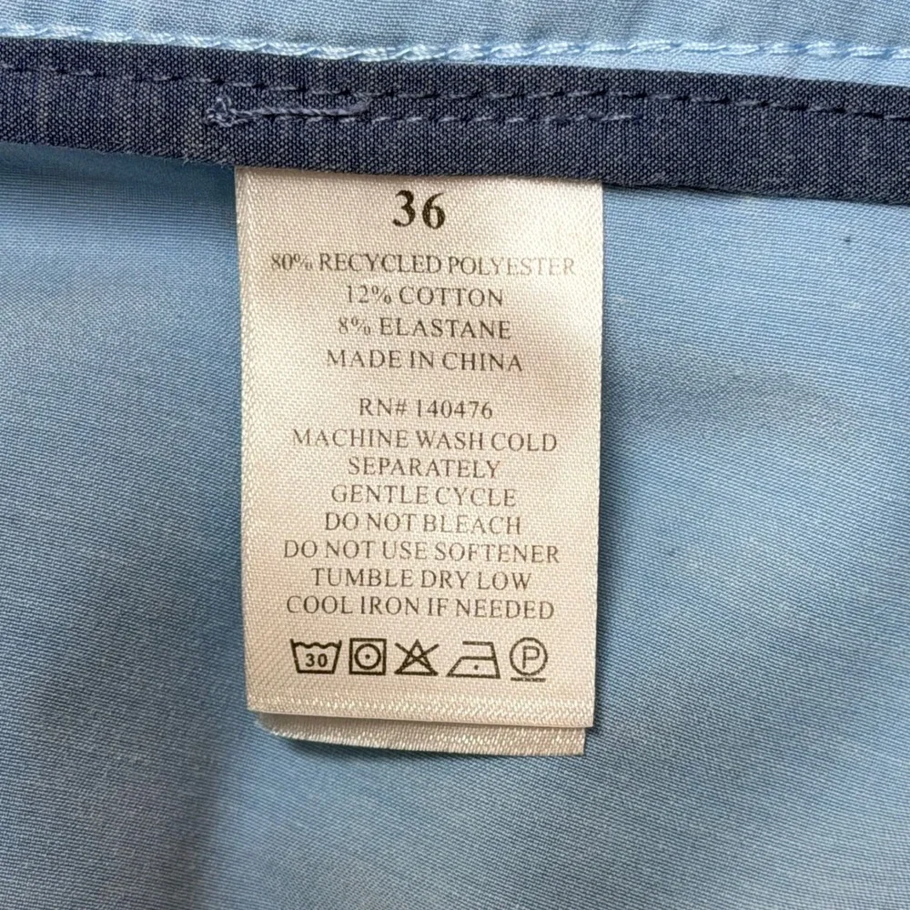 Faherty All Day Shorts Mens 36 Light Blue Flat Front Stretch Hybrid Casual Beach